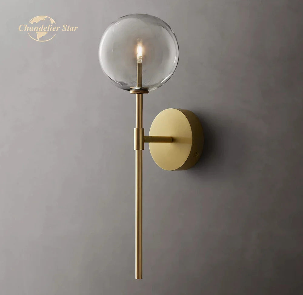Afralia™ LED Glass Globe Wall Sconce Modern Indoor Light Fixture Decoration Bedroom Living Room