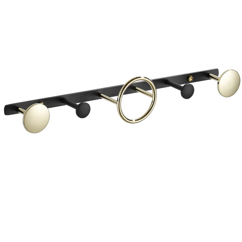 Afralia™ Brass Towel Hook Set Bathroom Kitchen Hanger Gold Black Row Robe Hat Clothes