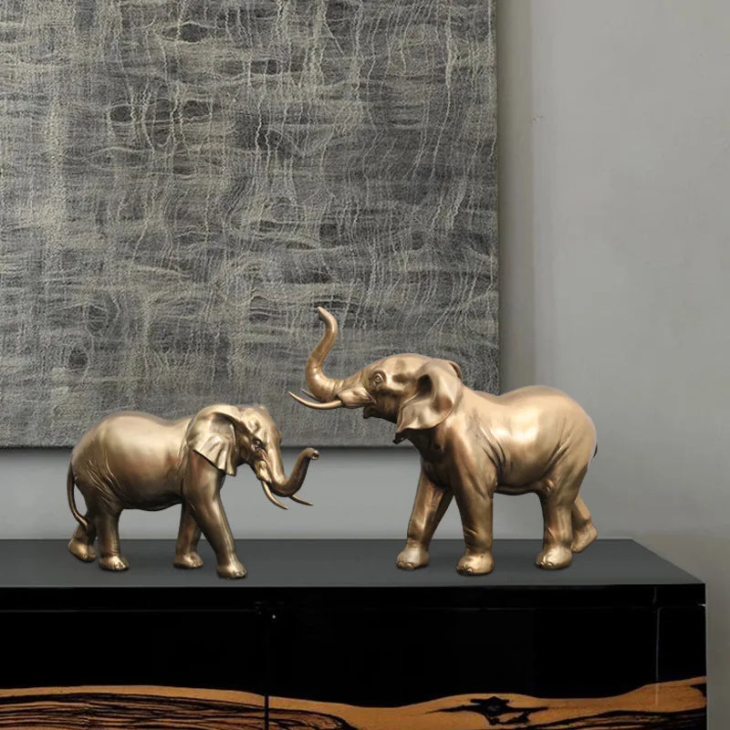 Afralia™ Nordic Elephant Couple Decor Statue for Modern Home Office Hotel Tabletop Accent