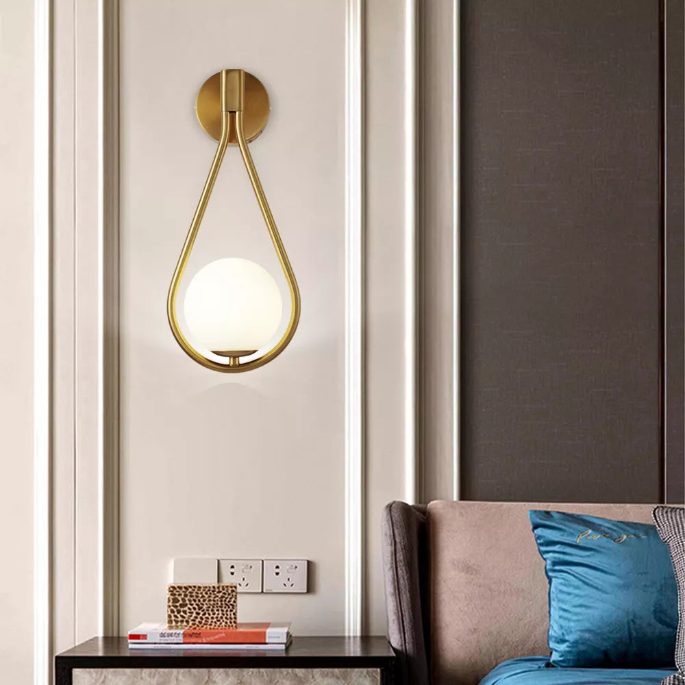 Afralia™ Modern LED Metal Glass Wall Lamp for Living Room Bedroom Decoration