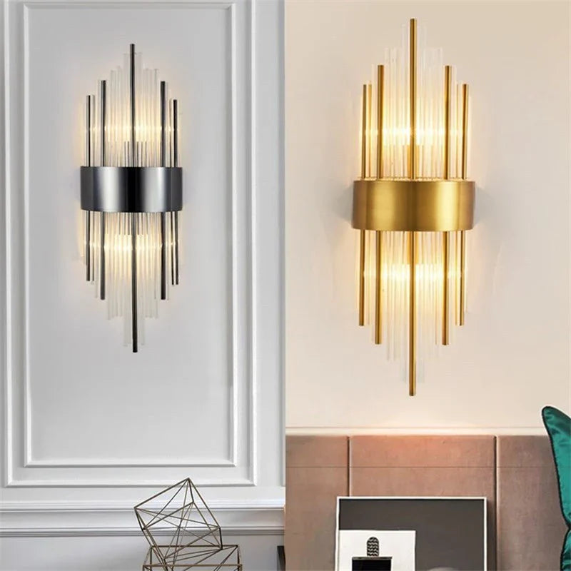 Afralia™ Luxury Crystal Wall Lamp for Modern Living Room and Bedroom LED Lighting
