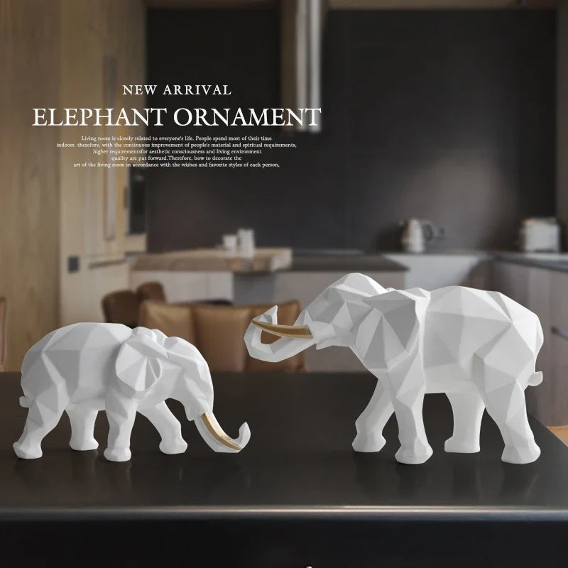 Afralia™ White Elephant Figurine Set: Modern Resin Decor for Home, Office & Hotel