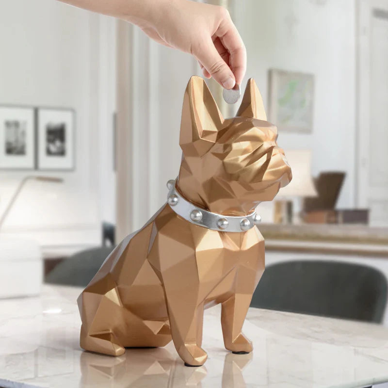 Afralia™ French Bulldog Coin Bank Figurine Piggy Bank Home Decor Child Gift Money Box