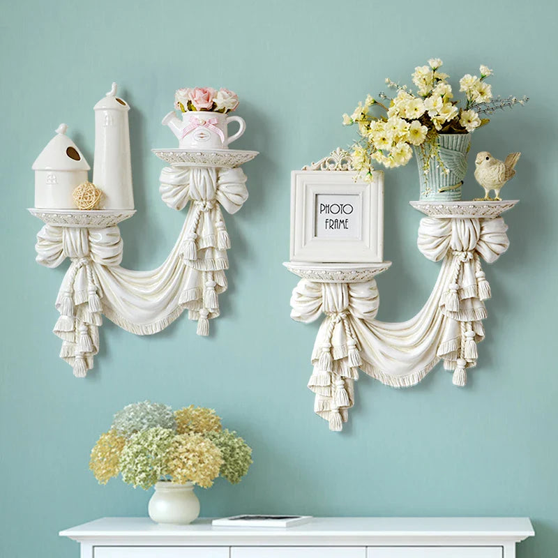 Afralia™ Resin Wall Decor Shelf Set for European Style Home Art Display