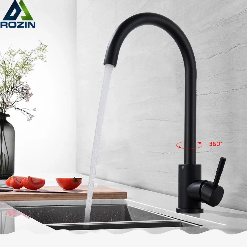 Afralia™ Matte Black Kitchen Faucet with 360° Rotation and Single Handle