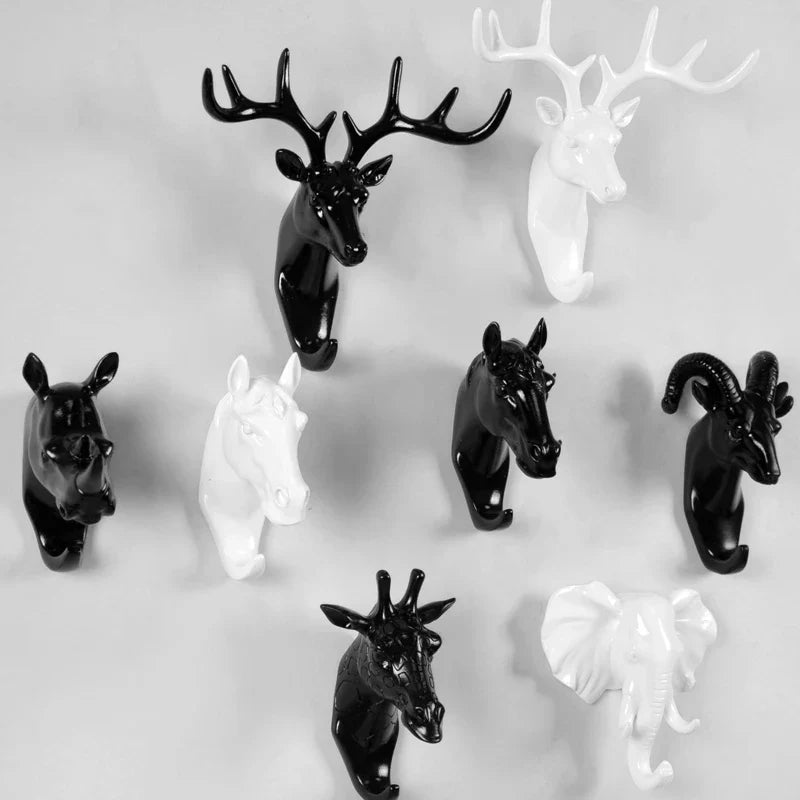 Afralia™ Resin Animal Head Wall Hooks for Decorative Hanging and Organization