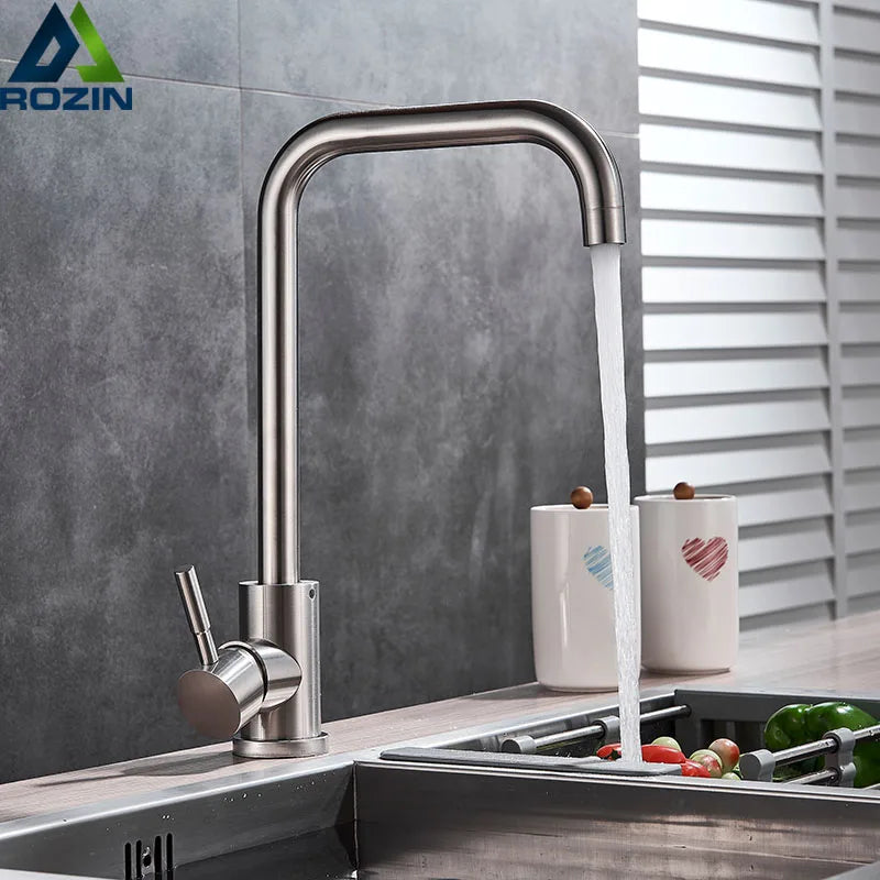 Afralia™ Brushed Nickel Kitchen Faucet Swivel Spout Single Lever Mixer Tap