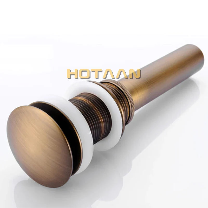 Afralia™ Brass Pop Up Sink Drain - Antique Brass Gold Black Bathroom Basin Waste