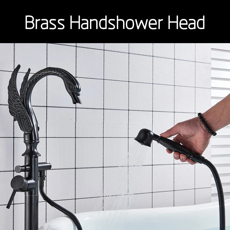 Afralia™ Matte Black Tub Faucet with Handheld Shower and Single Handle Mixer