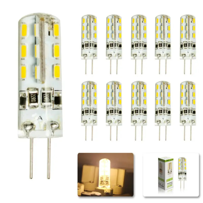 Afralia™ LED Corn Lamp 10-Pack 2W G4 3014 SMD 24-LED Bulbs Warm Cold White
