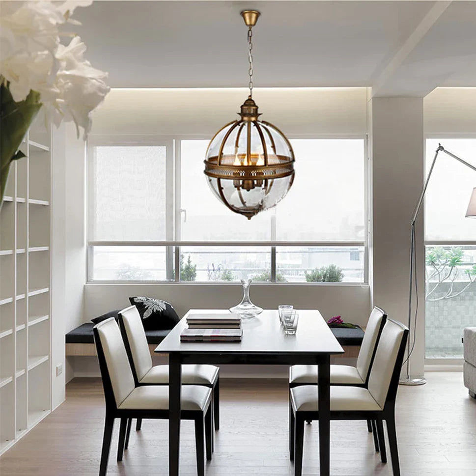 Afralia™ Bronze Black Glass Globe Chandelier for Foyer