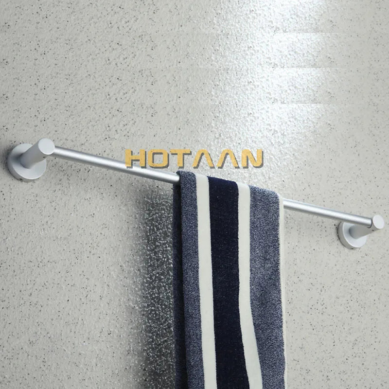 Afralia™ Aluminium Bathroom Accessory Towel Bar Rail Holder, Anti-Rust Round Towel Rack
