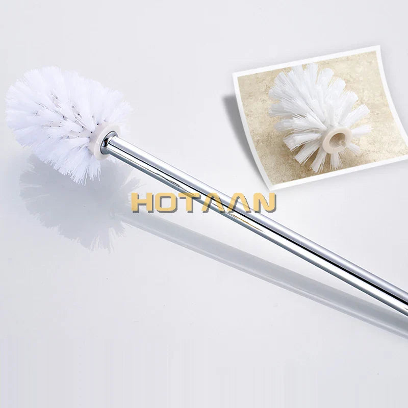 Afralia™ Stainless Steel Toilet Brush Holder White Head Bathroom Cleaning Tool.