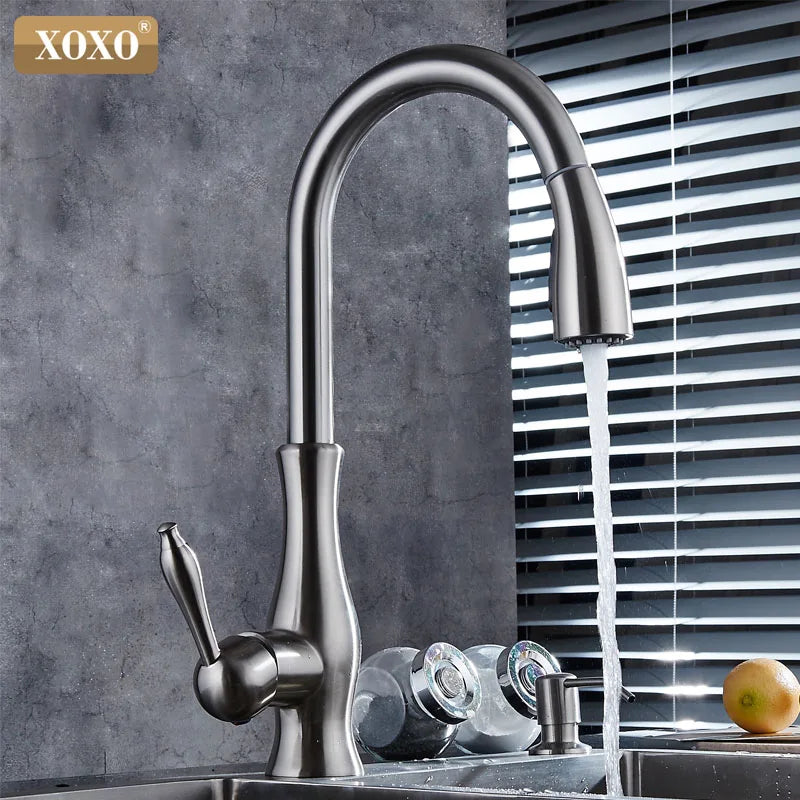 Afralia™ Luxury Brushed Nickel Kitchen Faucet with Pull Out Sprayer - 83034