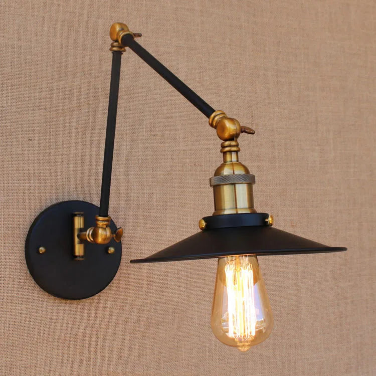Afralia™ Industrial Swing Arm Wall Lamp Retro Vintage Style Fixture LED Bulb Loft Sconce