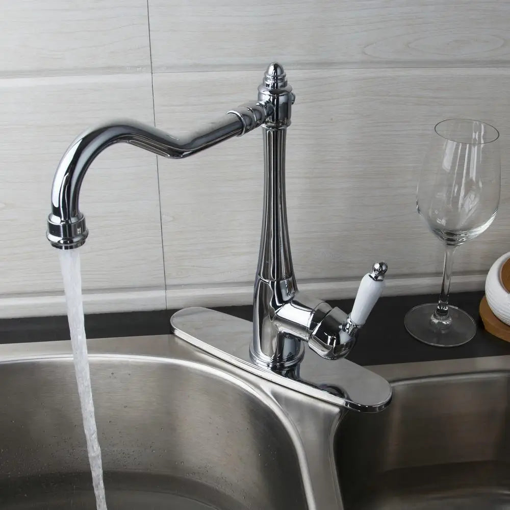 Afralia™ Swivel Kitchen Sink Faucet Chrome Polished Mixer Tap with Extendable Spout