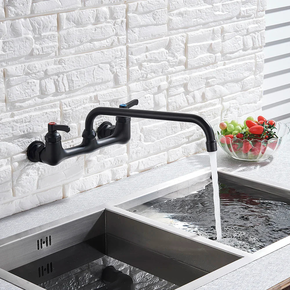 Afralia™ Chrome Brass Kitchen Faucet Swivel Spouts Vessel Sink Mixer Tap, Hot Cold Mixer
