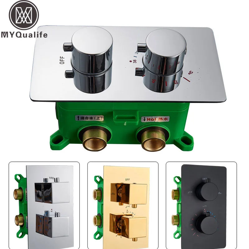 Afralia™ Dual Handle Thermostatic Shower Mixer Valve - Chrome Finish