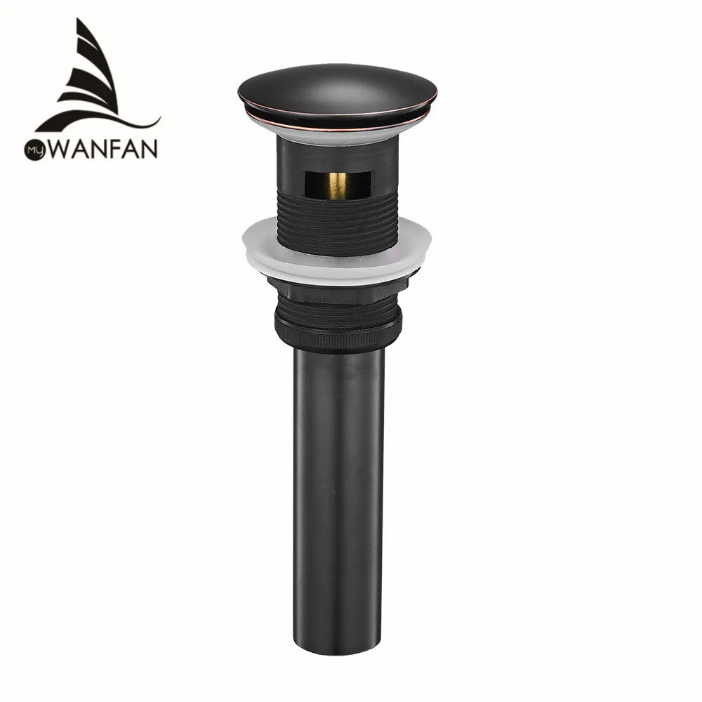 Afralia™ Brass Black Vessel Sink Pop Up Drain Stopper With Overflow – HJ-0618H