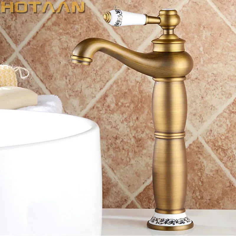 Afralia™ Antique Bronze Brass Basin Faucet - Luxury Europe Style Mixer Tap