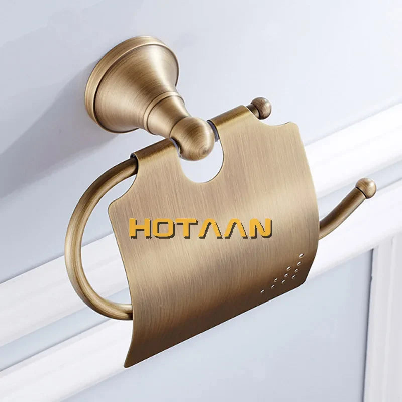 Afralia™ Brass Finish Solid Brass Toilet Paper Holder Bathroom Accessory