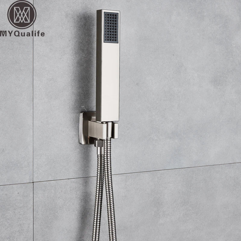 Afralia™ Brushed Nickel Handshower Set with Stainless Steel Hose & Wall Bracket