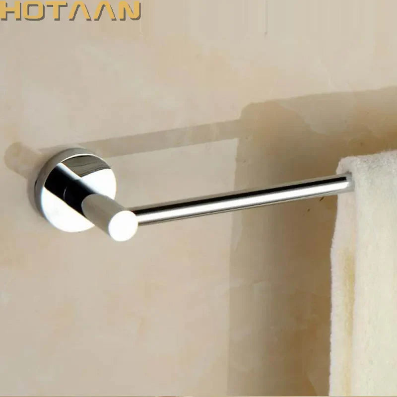 Afralia™ Chrome Brass Round Bath Towel Bar Wall Mounted Holder Toilet Rail