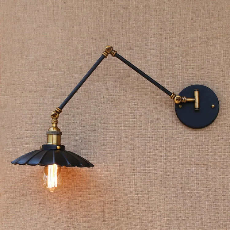 Afralia™ Industrial Swing Arm Wall Lamp Retro Vintage Style Fixture LED Bulb Loft Sconce