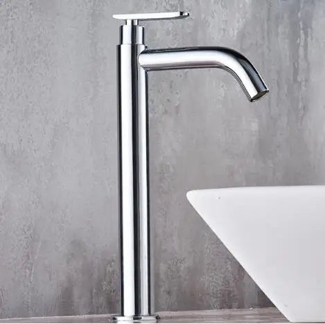 Afralia™ Tall Chrome Basin Faucet Single Cold Bathroom Sink Mixer Brass Faucet