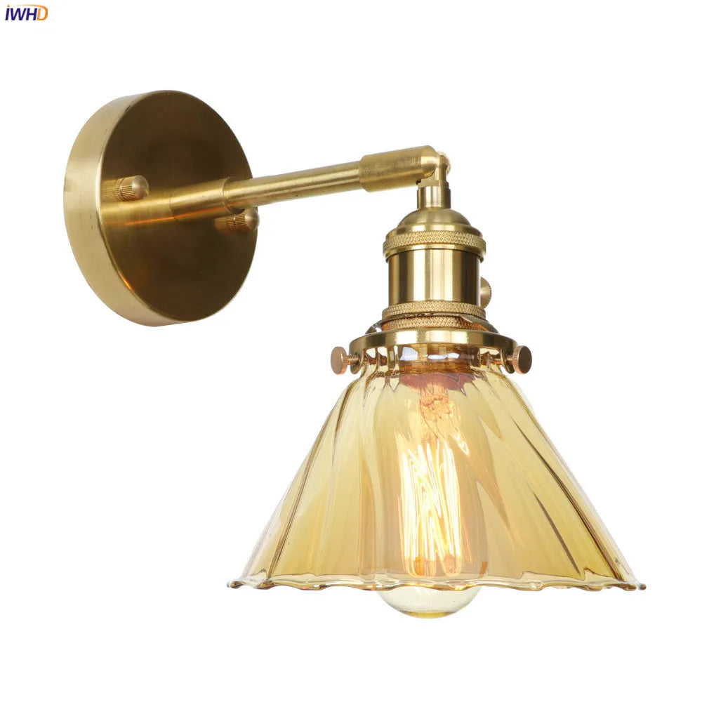 Afralia™ Nordic Glass LED Wall Lights Bedroom Bathroom Mirror Switch Modern Copper Sconce