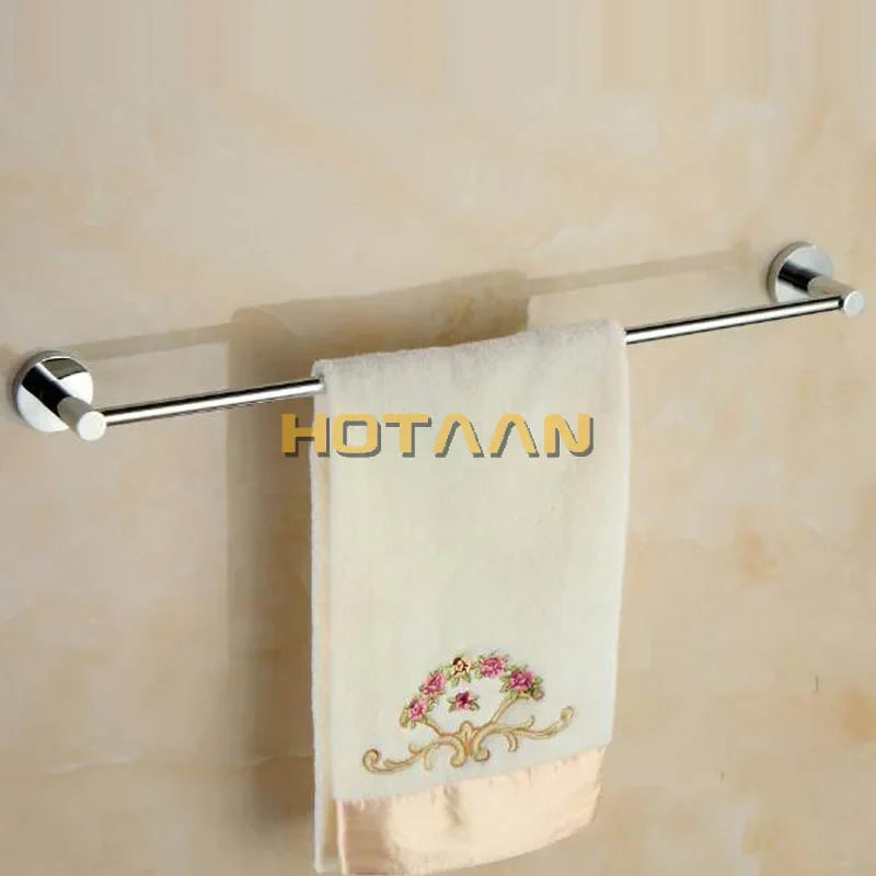 Afralia™ Chrome Brass Round Bath Towel Bar Wall Mounted Holder Toilet Rail