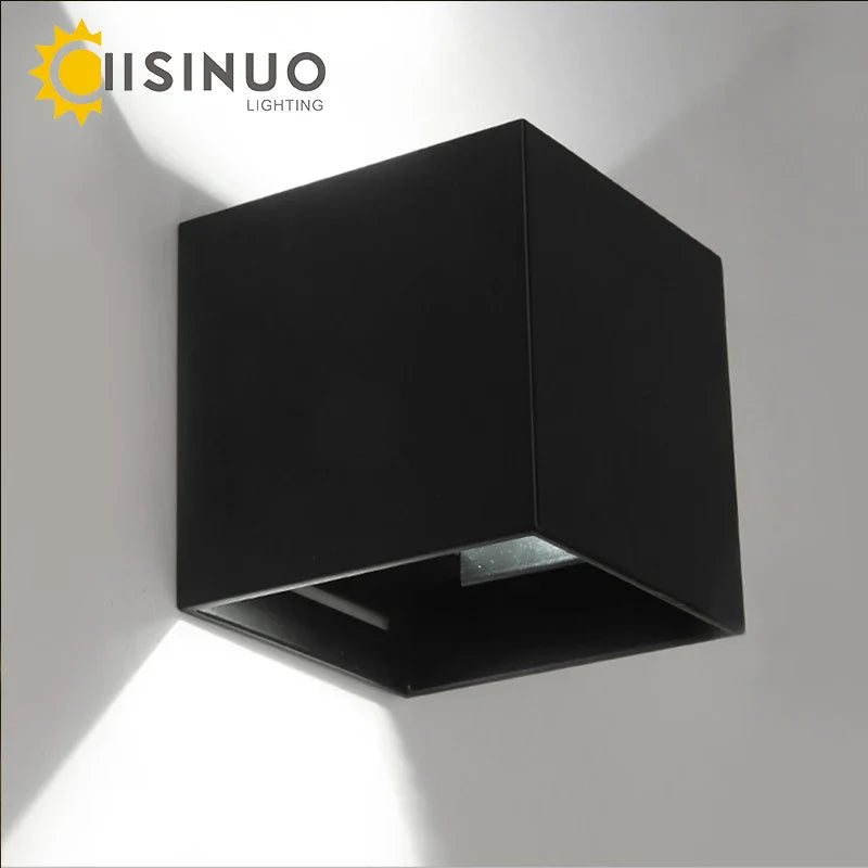 Afralia™ Modern Cube Adjustable 6W LED Wall Lamp Outdoor Waterproof Aluminum Garden Light Sconce