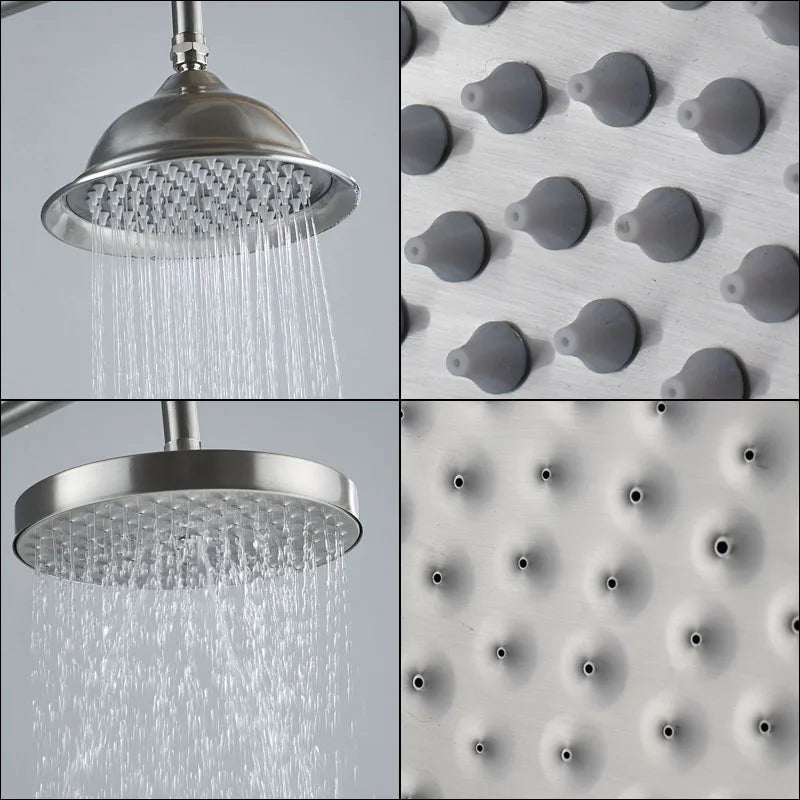Afralia™ Brushed Nickel Dual Handle Rainfall Shower Mixer Faucet with Handshower