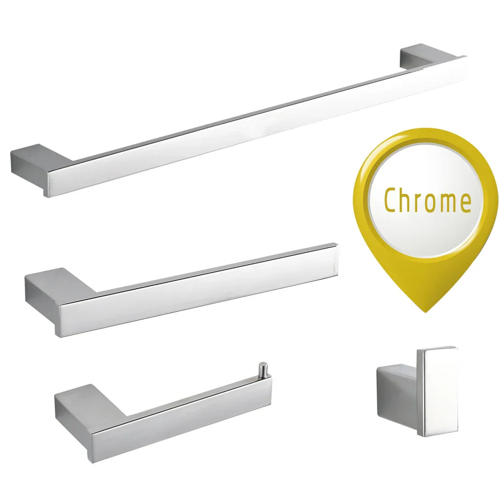 Afralia™ Brushed Gold Bathroom Hardware Set: Robe Hook, Towel Rail, Bar Rack, Shelf, Tissue Holder