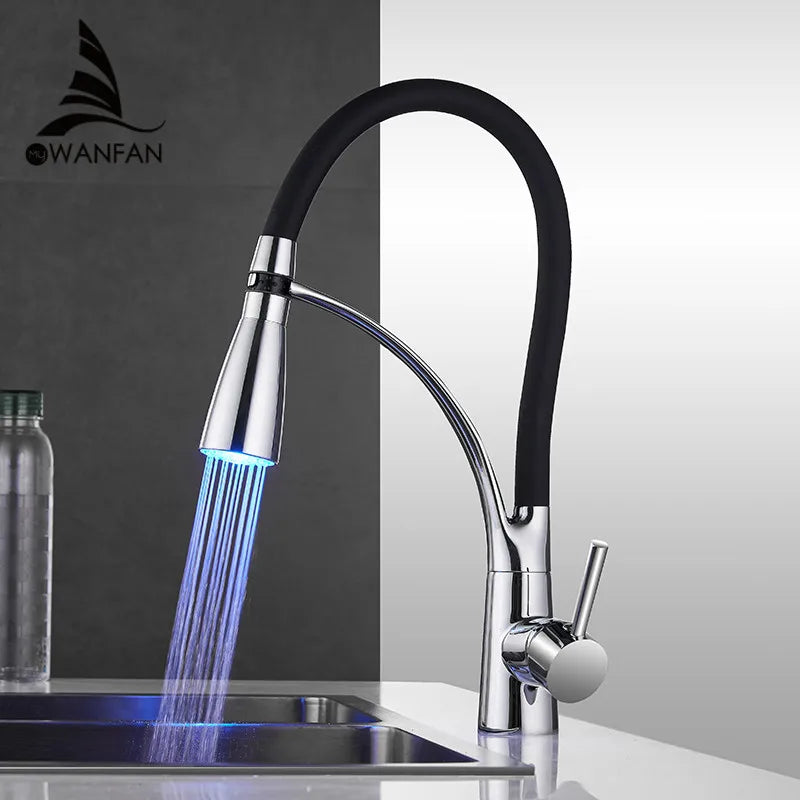 Afralia™ LED Kitchen Faucet with Rubber Design and Single Handle Pull Down
