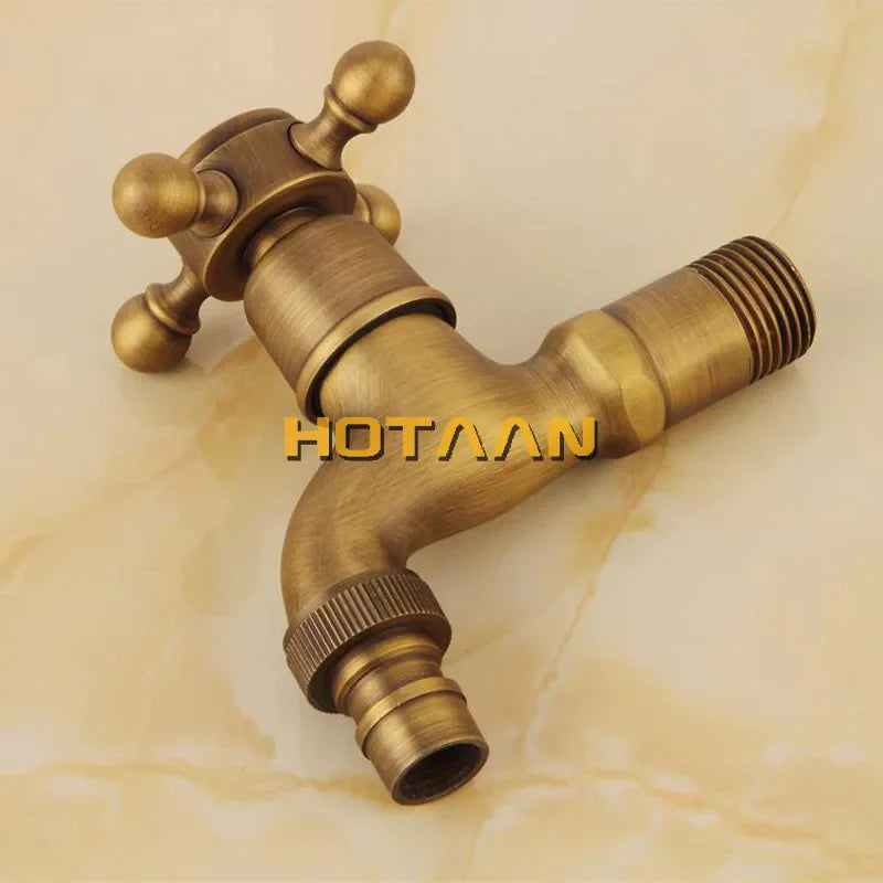 Afralia™ Antique Brass Finish Wall Mount Garden Bibcock Faucet