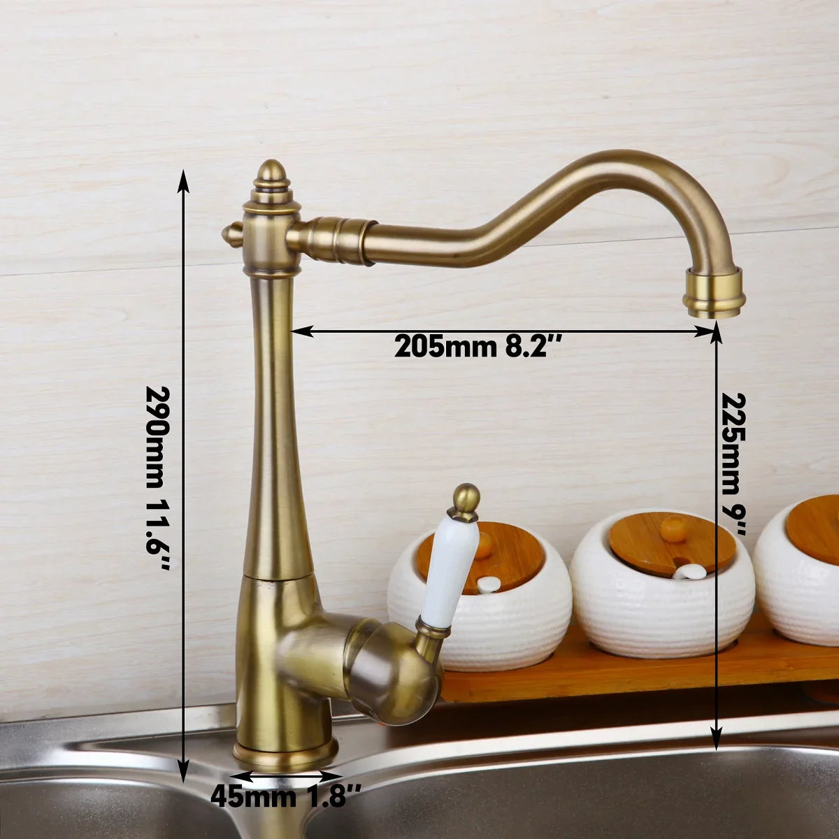 Afralia™ Antique Bronze Kitchen Faucet Swivel Spout Basin Tap 360 Rotatable Mixer Taps