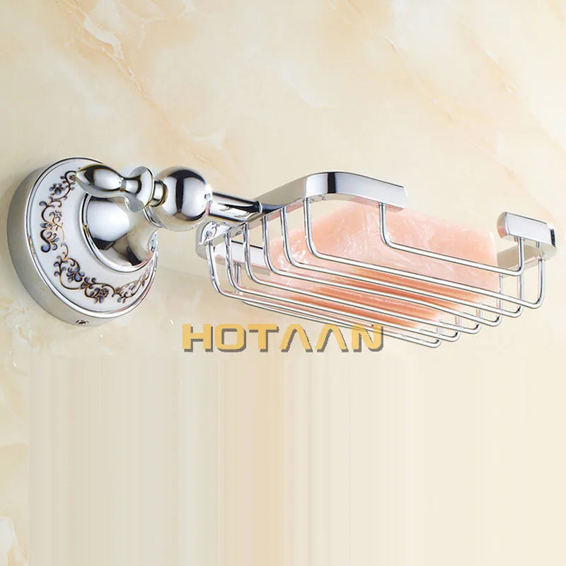 Afralia™ Brass Gold Soap Dish with Ceramic Holder - Wall Mounted Bathroom Accessory