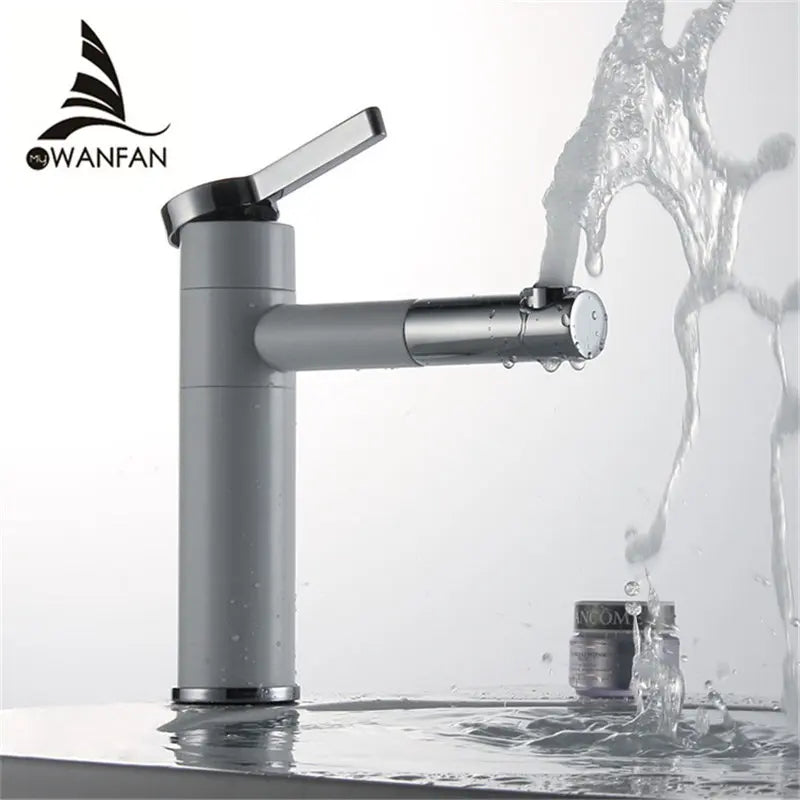 Afralia™ White Brass Basin Faucet Swivel Spout Vessel Sink Mixer Deck-Mounted Vanity Tap