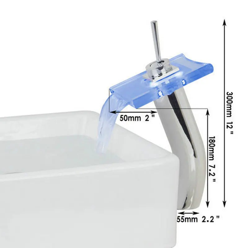 Afralia™ LED Waterfall Glass Basin Mixer Faucet