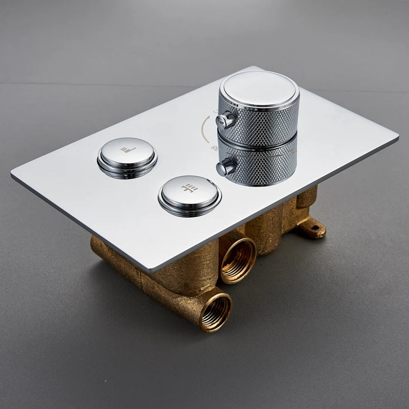 Afralia™ Chrome Thermostatic Mixer Valve for Dual Function Bath Shower Faucet Control