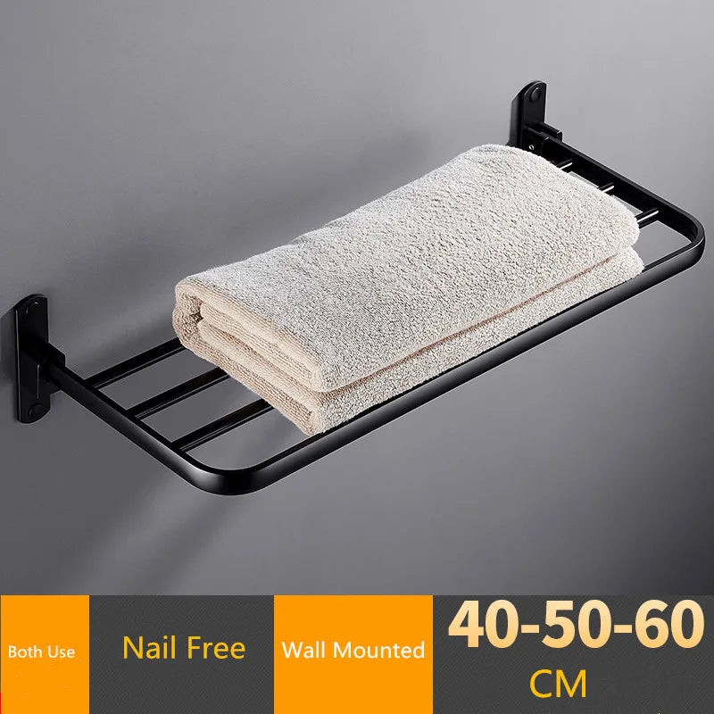 Afralia™ Aluminum Towel Rack: Movable Bath Holder, Black/White, 40/50/60 CM