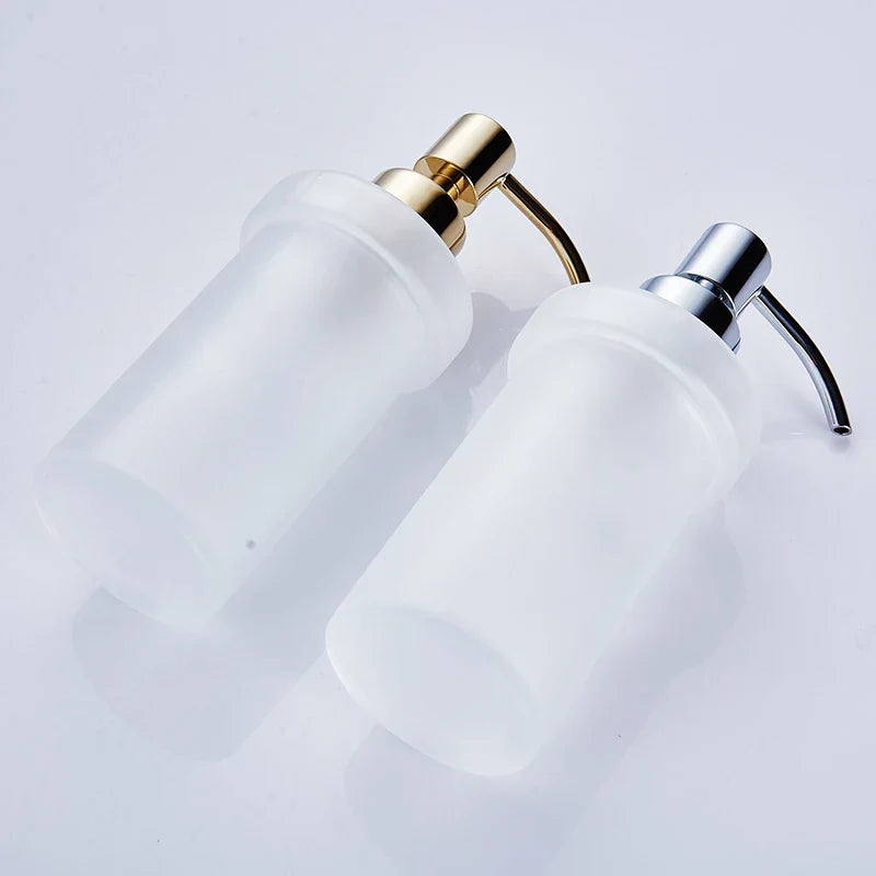 Afralia™ Frosted Glass Liquid Soap Dispenser with Brass Head - 200ml