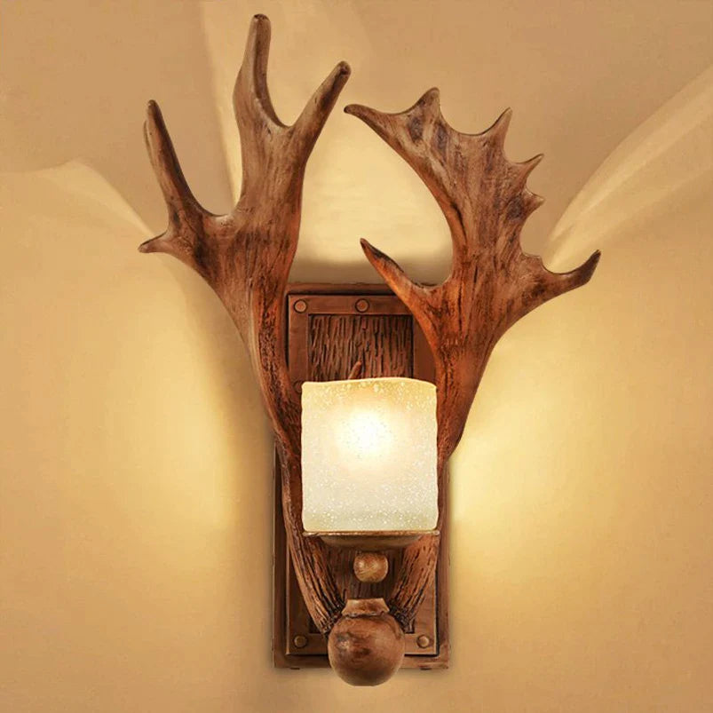 Afralia™ Antler Design Vintage Wall Lamp for Living Room Bedroom Sconce