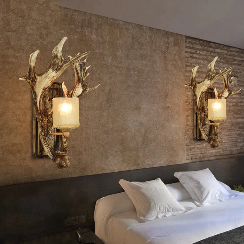 Afralia™ Antler Design Vintage Wall Lamp for Living Room Bedroom Sconce