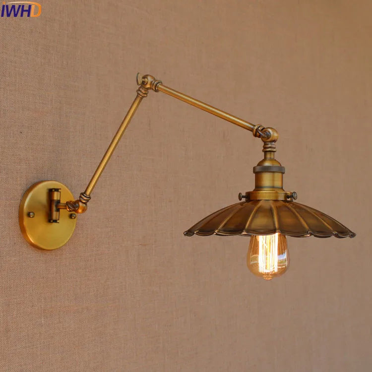 Afralia™ Swing Arm Wall Light Gold Copper Vintage Sconce Edison Loft Wall Lamp