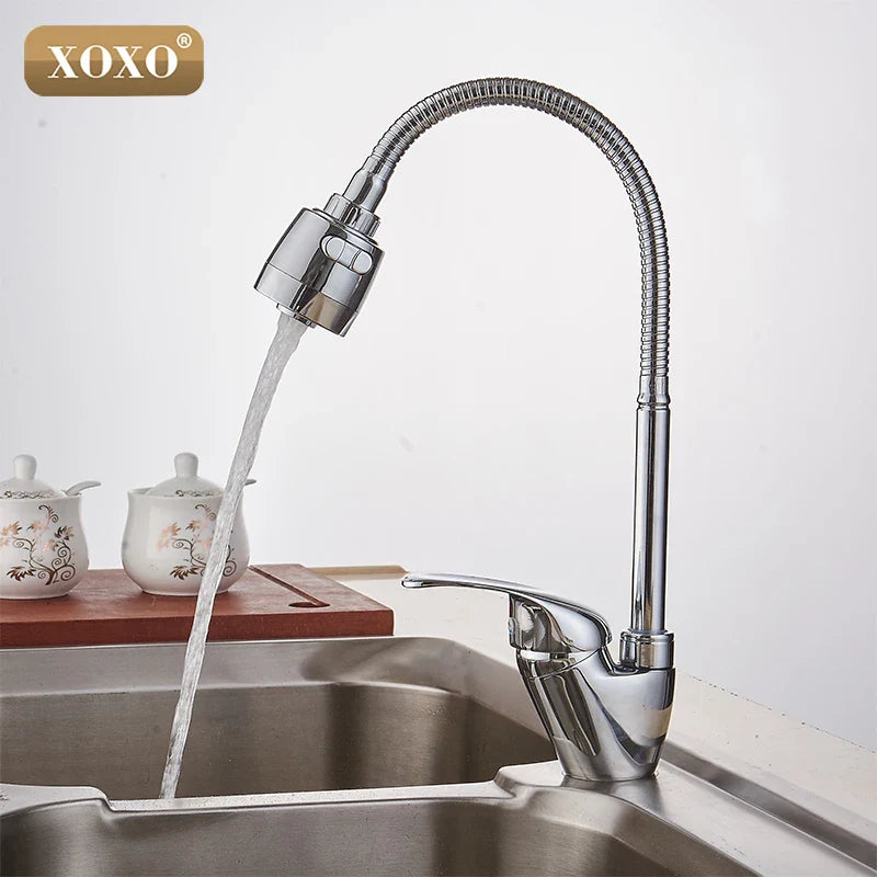 Afralia™ Brass Kitchen Faucet Mixer Tap with Multifunction Shower & Washing Machine