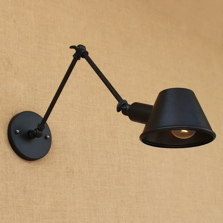 Afralia™ Golden Vintage LED Swing Arm Wall Sconce Industrial Style