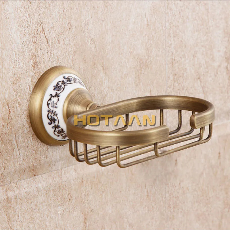 Afralia™ Brass Bathroom Accessories Set: Robe hook, Paper Holder, Towel Bar, Soap Basket