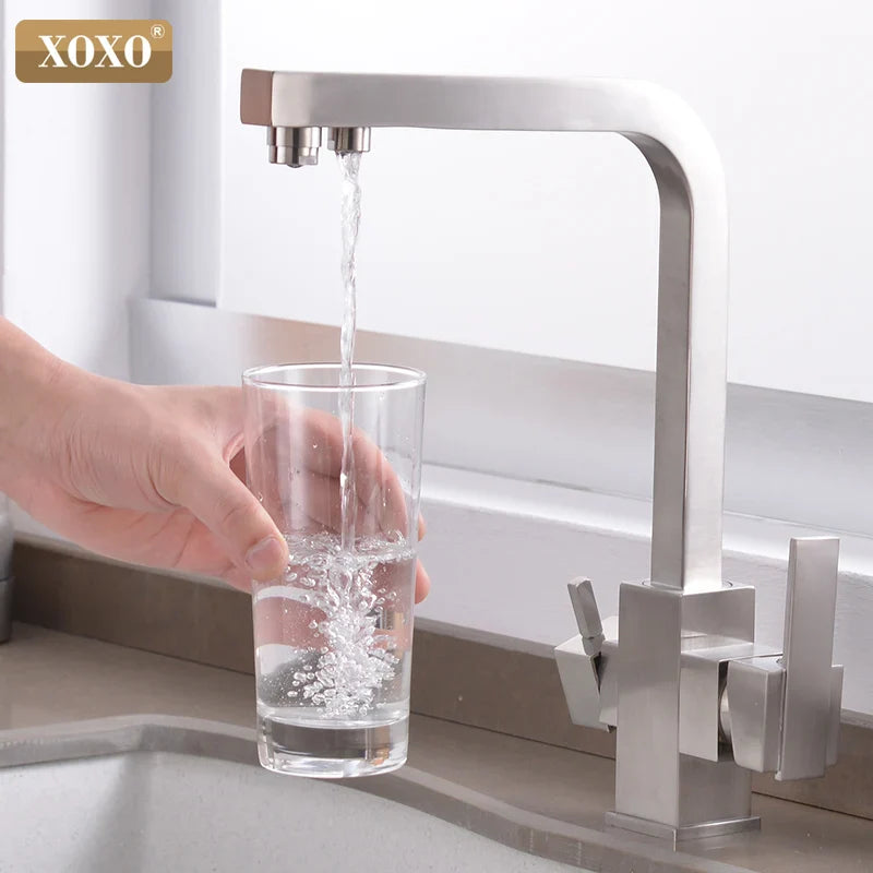 Afralia™ Chrome Filter Kitchen Faucet Drinking Water Cold Hot Single Hole Mixer Tap